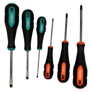 6pc Phillips/flat rubber-handle screwdrivers
